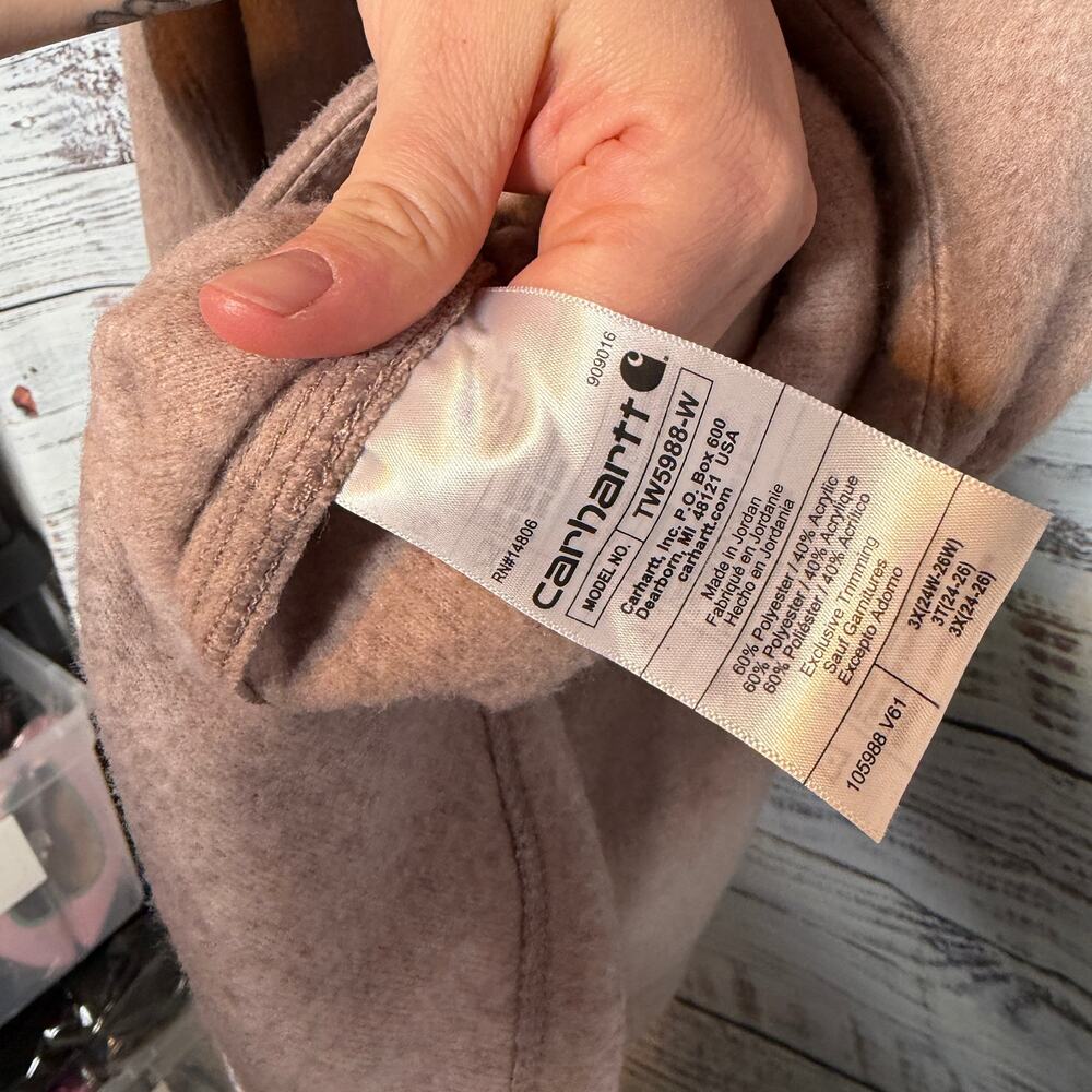 Carhartt Loose Fit Fleece Shirt Jacket  Shacket Pink/Beige Snap Front 3X - Picture 8 of 8